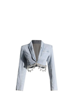 Kira Tassel Denim Cropped Blazer