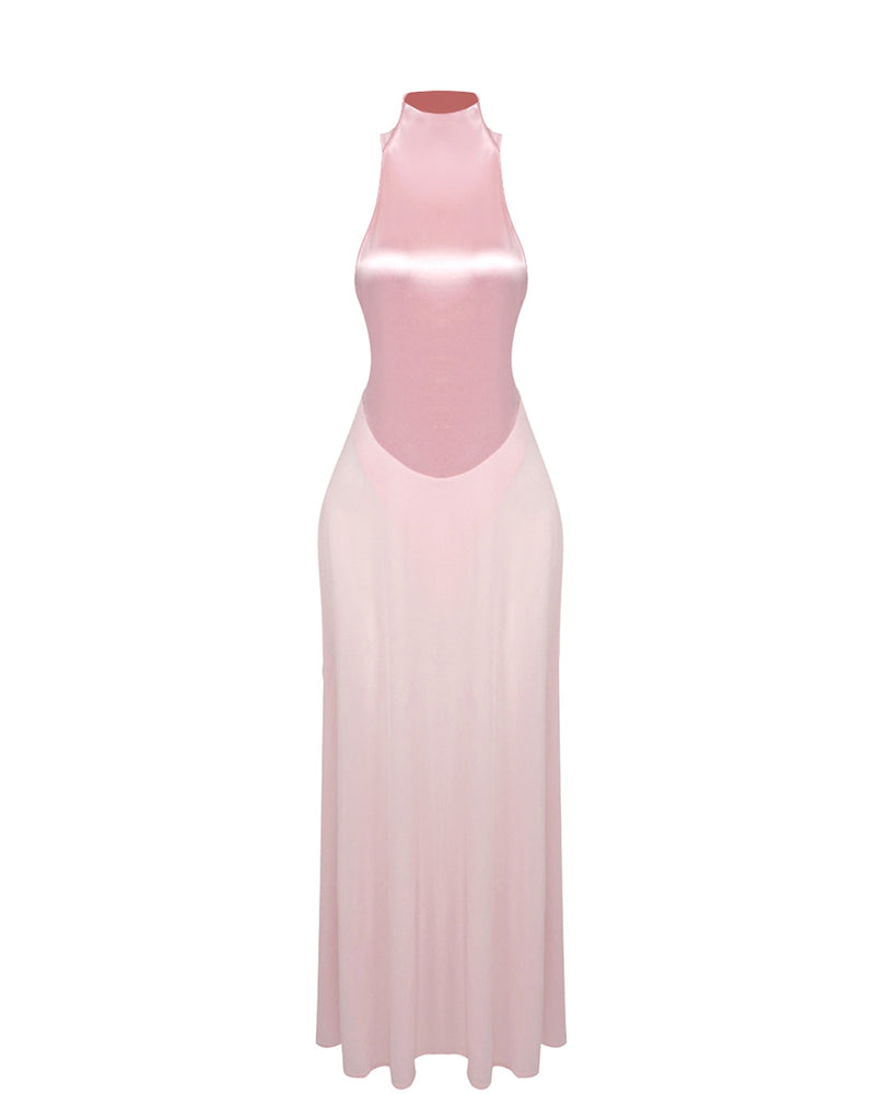 Pink Halter A-Line Maxi