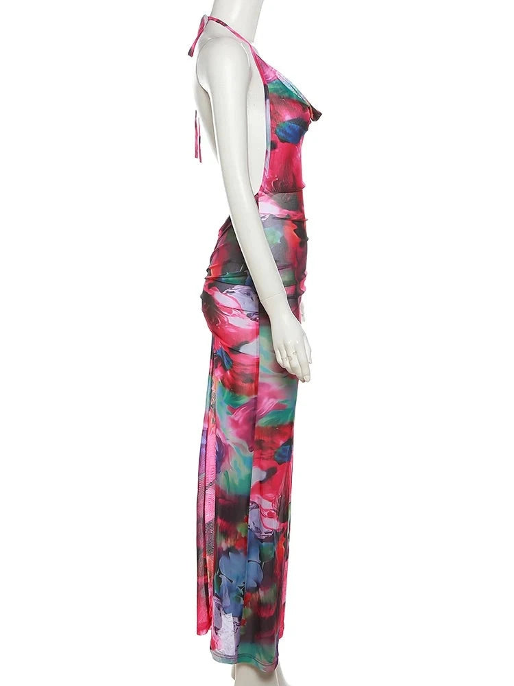 Alia Floral Mesh Maxi Dress