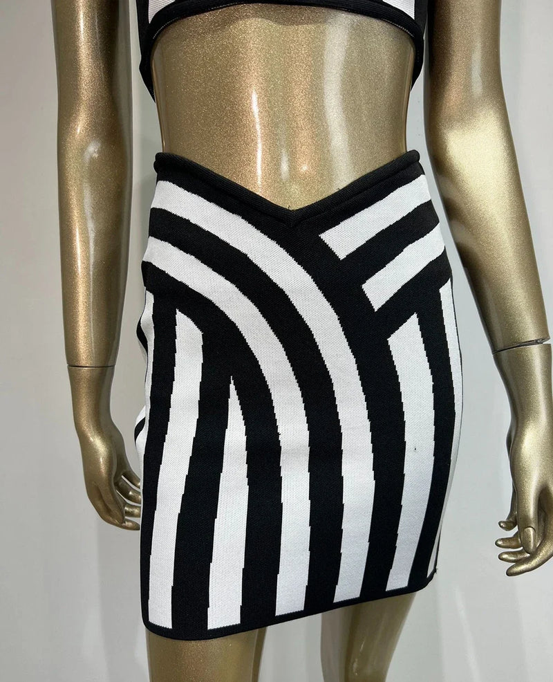 Karla Striped Halter Skirt Set