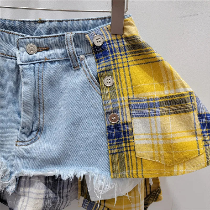 Plaid Patchwork Skort