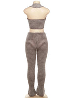 Priscilla Sleeveless Rib Knit Flare Pant Set