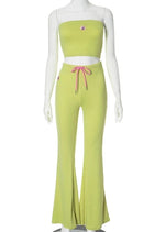 Lime Flare Drawstring Pant Set