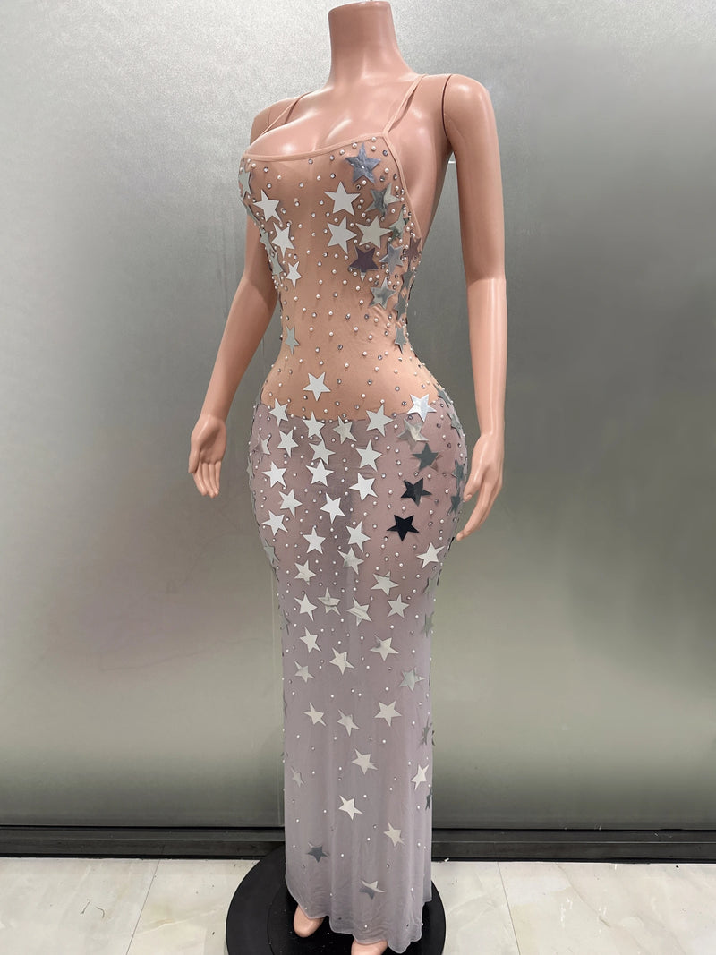 Luna Starry Mesh Gown