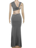 Cherish This Sleeveless Ruched Maxi Skirt Set