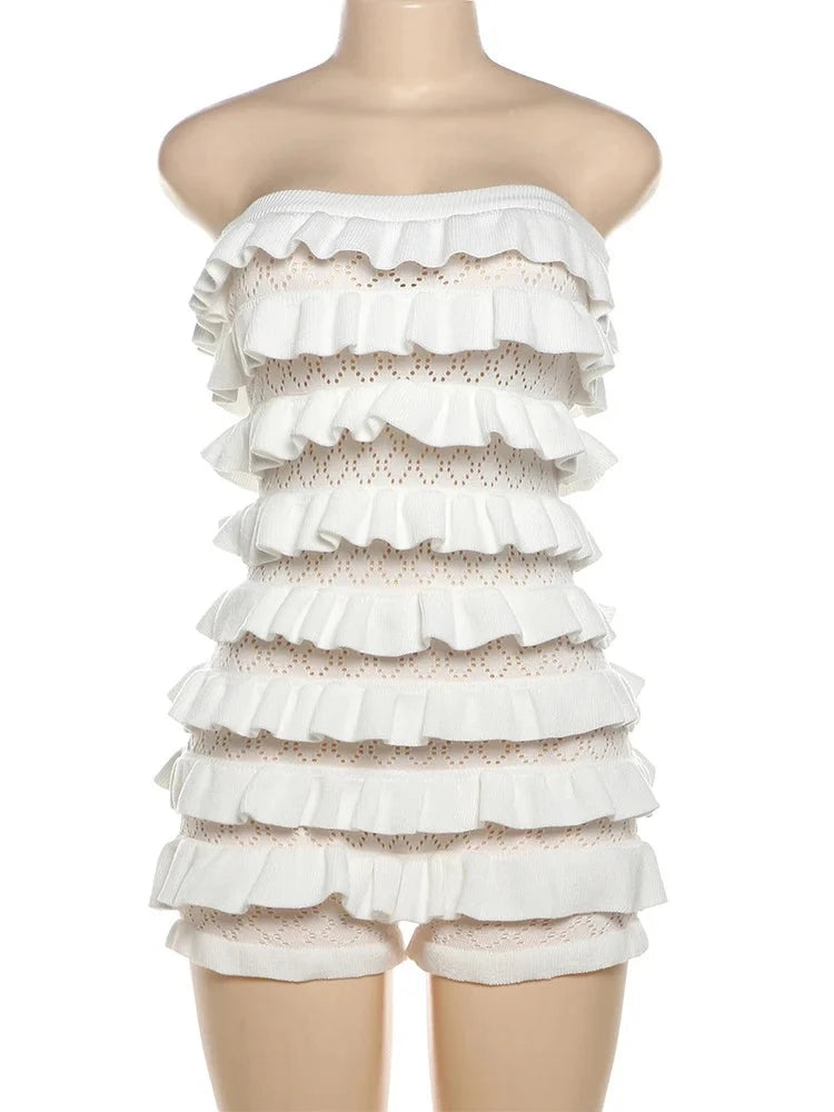 Ruffled Ways Strapless Romper