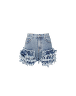 The Side Ruffle Denim Shorts