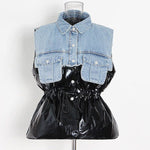 Metallic Denim Drawstring Vest