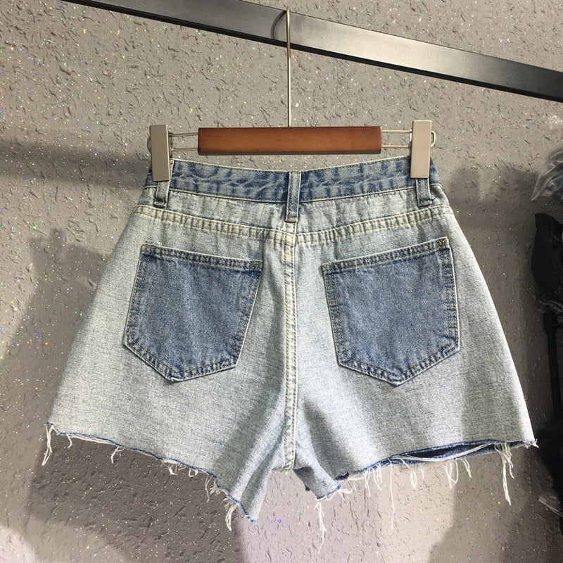 Patchwork Inside Out Denim Short