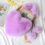 Faux Fur Heart Shaped Bag